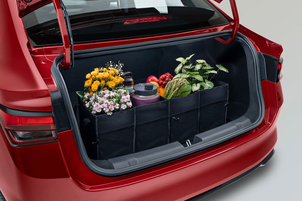 Organizador de cajuela y otros accesorios internos para tu Chevrolet Aveo 2024 nuevo auto tipo sedán.