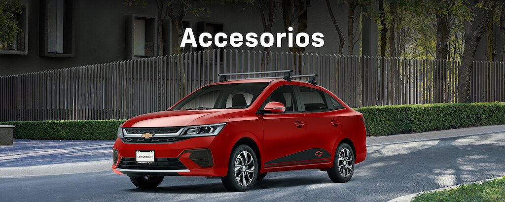 Accesorios para el interior y exterior del nuevo auto tipo sedán Chevrolet Aveo 2024 con pantalla táctil de 8 pulgadas