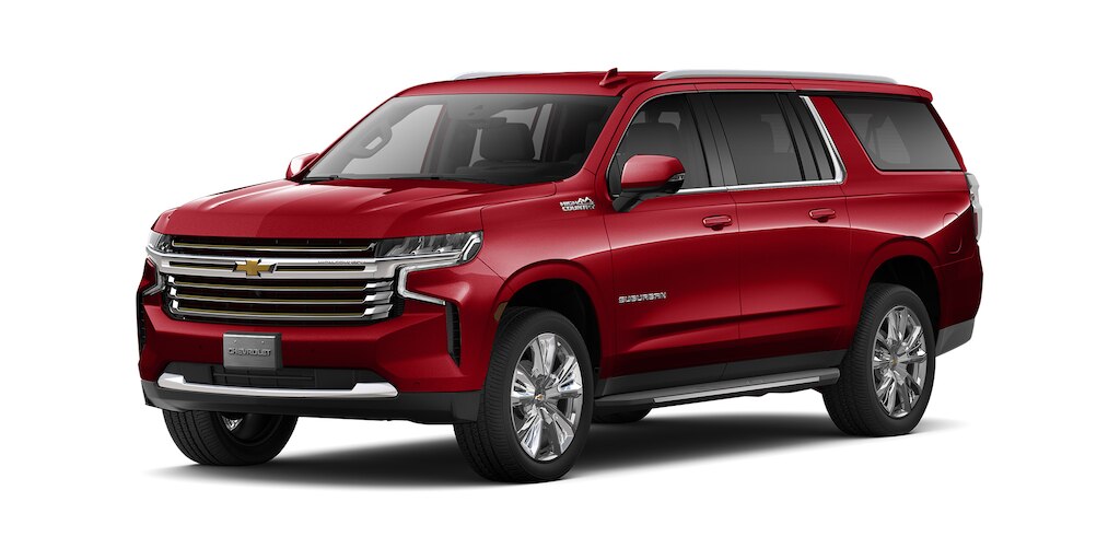 Chevrolet Suburban 2024 en color rojo radiante con faros LED y Control crucero automático electrónico