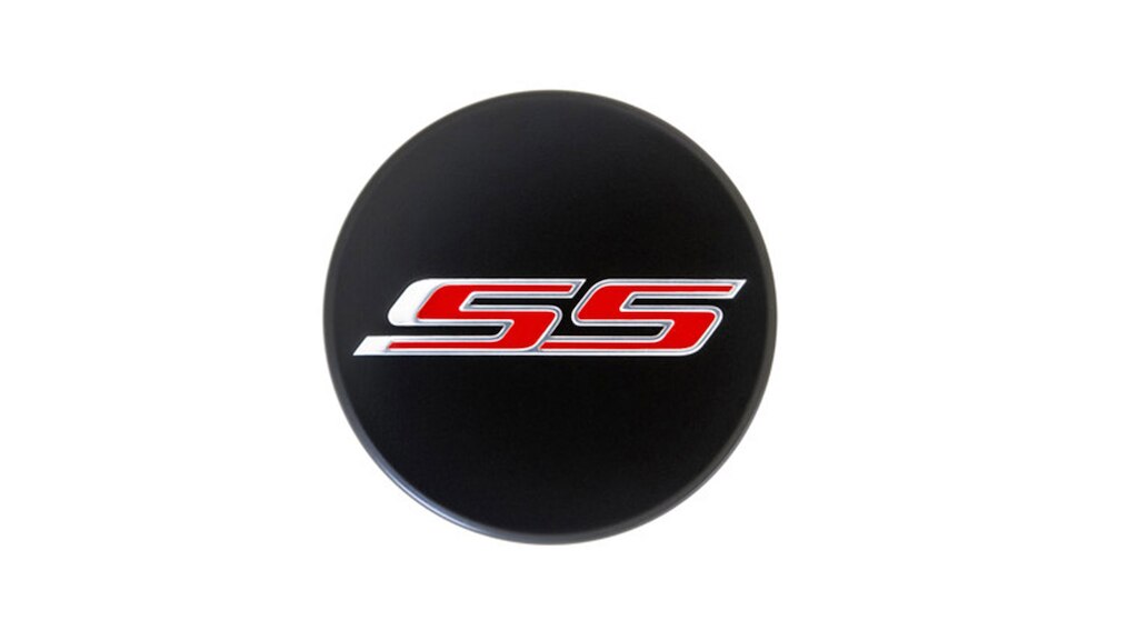 Centro de rin color negro con emblema SS para Chevrolet Camaro 2024, auto deportivo