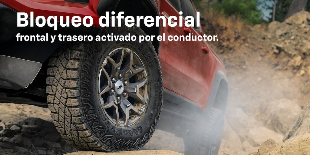 La nueva Chevrolet Colorado ZR2 2024 cuenta con bloqueo diferencial frontal y trasero activado por el conductor