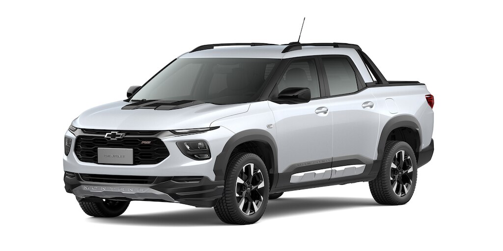  Nueva camioneta pickup compacta Chevrolet versión Montana RS 2024 disponible en color Blanco