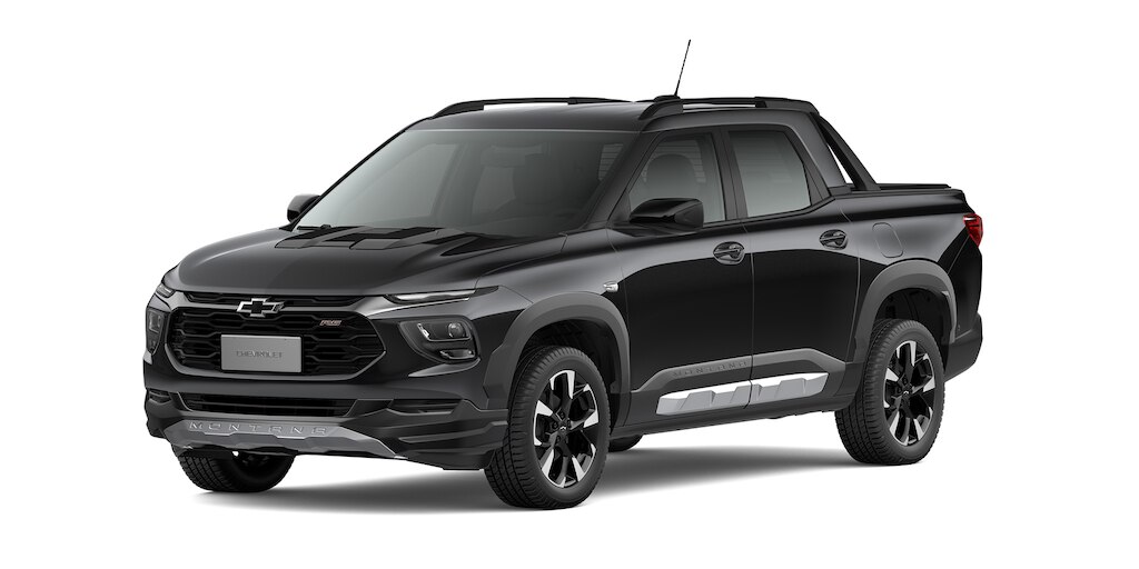  Nueva camioneta pickup compacta Chevrolet versión Montana RS 2024 disponible en color Negro Ónix