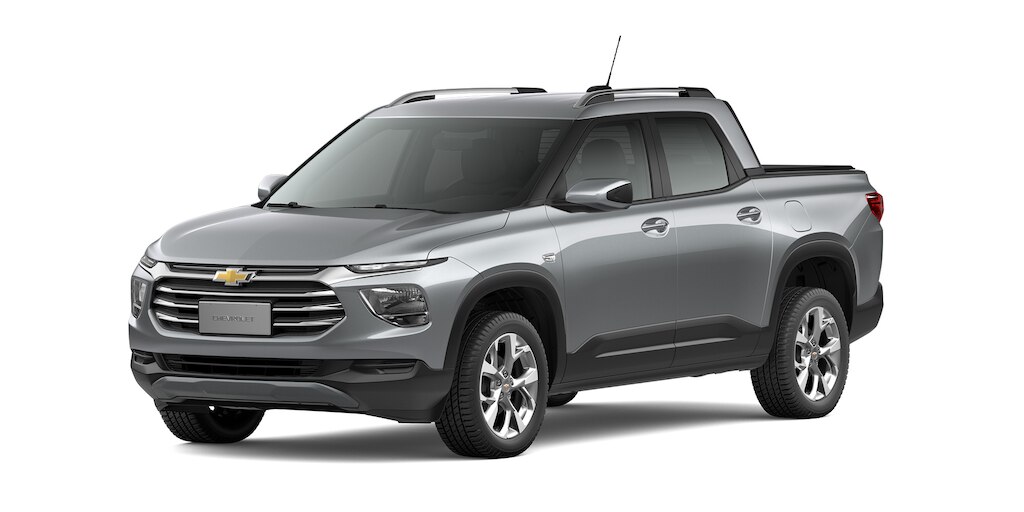 Nueva camioneta pickup compacta nueva Chevrolet Montana 2024 disponible en color Plata Eléctrico