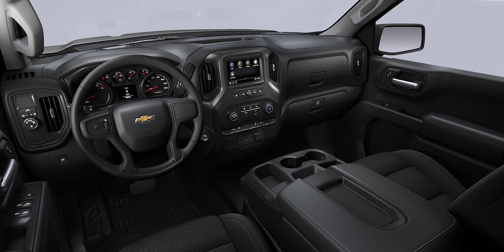 Chevrolet Silverado Turbo 2024, camioneta de trabajo con interiores en Tela negro
